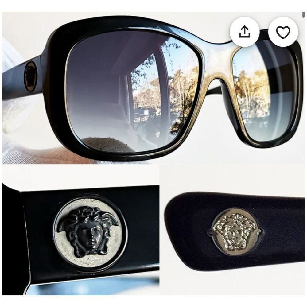 VERSACE vintage sunglasses rare wrap black square frame shield mask oversized
